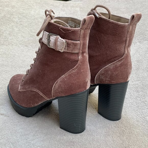Madden Girl Jitter Jitt Crushed Velvet Lace Up Platform Heeled Boots Sz8 - Picture 8 of 16